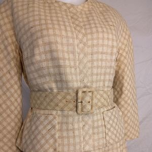 Vintage 50's Jablow Original Day Suit Secretary Suit Tan Plaid